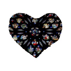 Stained Glass Sainte Chapelle Gothic Standard 16  Premium Flano Heart Shape Cushions by Pakrebo