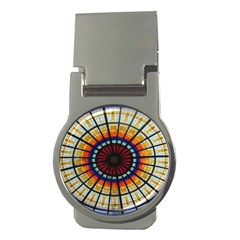 Background Stained Glass Window Money Clips (round)  by Pakrebo