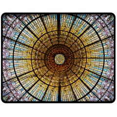 Barcelona Glass Window Stained Glass Double Sided Fleece Blanket (medium)  by Pakrebo