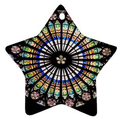 Stained Glass Cathedral Rosette Star Ornament (two Sides) by Pakrebo