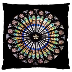 Stained Glass Cathedral Rosette Standard Flano Cushion Case (one Side) by Pakrebo