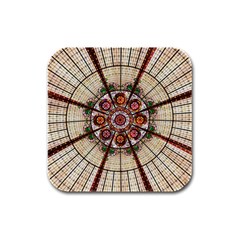 Pattern Round Abstract Geometric Rubber Square Coaster (4 Pack)  by Pakrebo