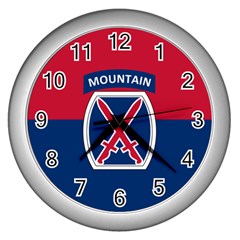 Flag Of United States Army 10th Mountain Division Wall Clock (silver) by abbeyz71
