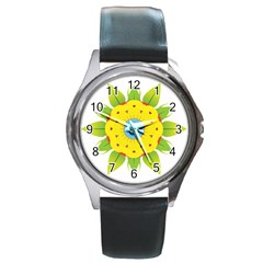 Abstract Flower Round Metal Watch