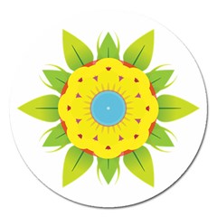 Abstract Flower Magnet 5  (round)