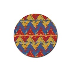 Aztec South American Pattern Zig Rubber Coaster (round)  by Alisyart