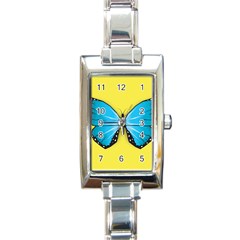 Butterfly Blue Insect Rectangle Italian Charm Watch