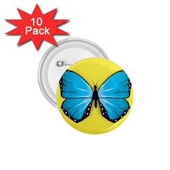 Butterfly Blue Insect 1 75  Buttons (10 Pack)