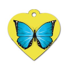 Butterfly Blue Insect Dog Tag Heart (one Side) by Alisyart