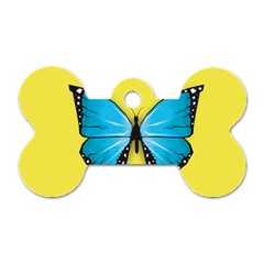 Butterfly Blue Insect Dog Tag Bone (two Sides)