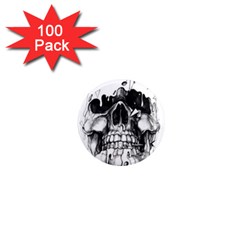 Black Skull 1  Mini Magnets (100 Pack)  by Alisyart