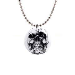 Black Skull 1  Button Necklace