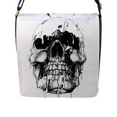 Black Skull Flap Closure Messenger Bag (l)