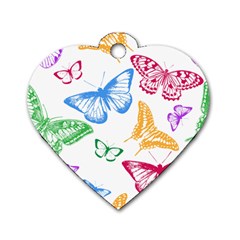 Butterfly Rainbow Dog Tag Heart (one Side) by Alisyart