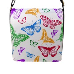 Butterfly Rainbow Flap Closure Messenger Bag (l)