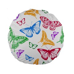 Butterfly Rainbow Standard 15  Premium Flano Round Cushions