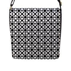 Dot Circle Black Flap Closure Messenger Bag (l)