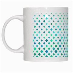 Diagonal Square Cyan Element White Mugs