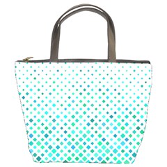 Diagonal Square Cyan Element Bucket Bag