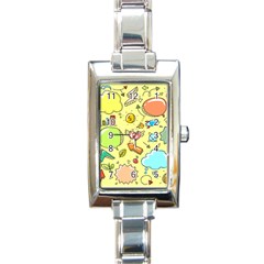 Cute Sketch Child Graphic Funny Rectangle Italian Charm Watch by Alisyart