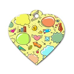 Cute Sketch Child Graphic Funny Dog Tag Heart (one Side)