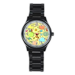 Cute Sketch Child Graphic Funny Stainless Steel Round Watch