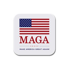 Maga Make America Great Again With Usa Flag Rubber Square Coaster (4 Pack)  by snek