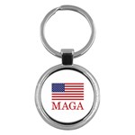 MAGA Make America Great Again with USA flag Key Chains (Round)  Front