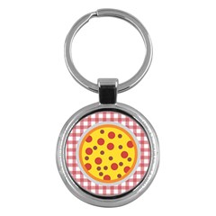 Pizza Table Pepperoni Sausage Key Chains (round)  by Pakrebo