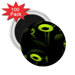 Fractal Fractals Green Ball Black 2 25  Magnets (100 Pack)  by Pakrebo