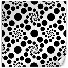 Dot Dots Round Black And White Canvas 16  X 16  by Pakrebo