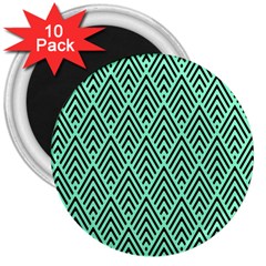 Chevron Pattern Black Mint Green 3  Magnets (10 pack) 