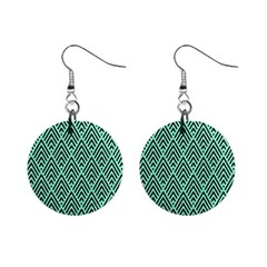 Chevron Pattern Black Mint Green Mini Button Earrings