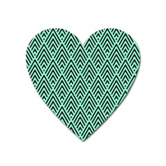 Chevron Pattern Black Mint Green Heart Magnet