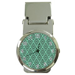 Chevron Pattern Black Mint Green Money Clip Watches