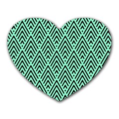 Chevron Pattern Black Mint Green Heart Mousepads by Pakrebo