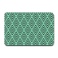 Chevron Pattern Black Mint Green Small Doormat 