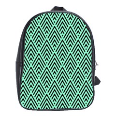 Chevron Pattern Black Mint Green School Bag (Large)