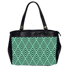 Chevron Pattern Black Mint Green Oversize Office Handbag (2 Sides)