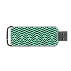 Chevron Pattern Black Mint Green Portable USB Flash (One Side)