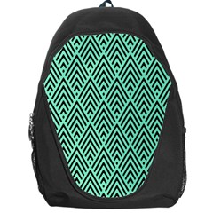 Chevron Pattern Black Mint Green Backpack Bag by Pakrebo