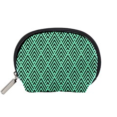 Chevron Pattern Black Mint Green Accessory Pouch (Small)