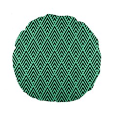 Chevron Pattern Black Mint Green Standard 15  Premium Flano Round Cushions