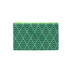 Chevron Pattern Black Mint Green Cosmetic Bag (XS)