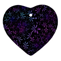 Retro Flower Pattern Design Batik Ornament (heart) by Pakrebo