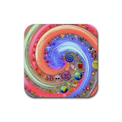 Swirl Vortex Emoji Cyclone Motion Rubber Coaster (square)  by Pakrebo