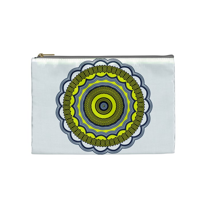 Mandala Pattern Round Ethnic Cosmetic Bag (Medium)