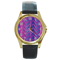 Geometric Background Abstract Round Gold Metal Watch by Alisyart