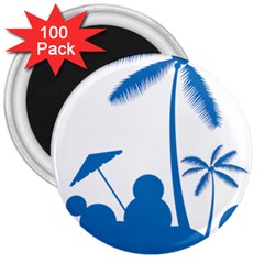 Fresh Blue Coconut Tree 3  Magnets (100 Pack) by Alisyart