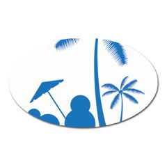 Fresh Blue Coconut Tree Oval Magnet by Alisyart